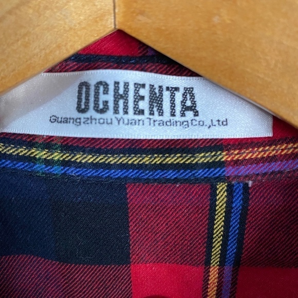 Ochenta Women's Red Plaid Button‎ Up Long Sleeve Shirt - Picture 2 of 11